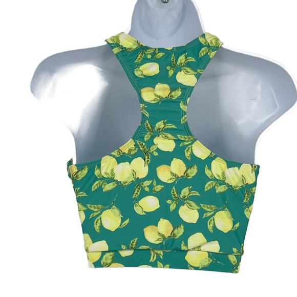 Tankini Cut Out Top with Lemon Print in Green and Yellow Size Medium - Picture 2 of 5